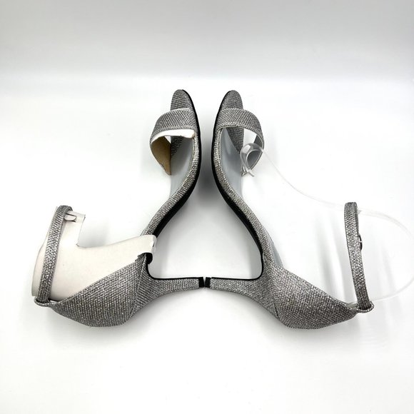 Bandolino Womens Size 8.5 Silver Sparkly Stiletto Dress Sandals Heels Shoes - Picture 8 of 12